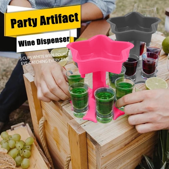 Huayishang Storage Rack 5 Small Glass Dispenser and Holder Dispenser Party Pouring Artifact Beverage Machine Pink, Kitchen Essentials Clearance Sale Pink