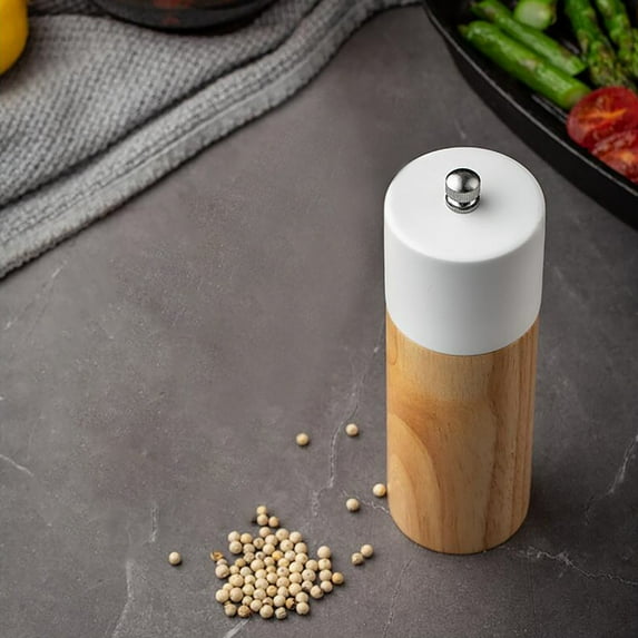 Huayishang Storage Rack Creative 6-Inch Rubber Wood Manual Pepper Grinder A, Kitchen Essentials Clearance Sale White