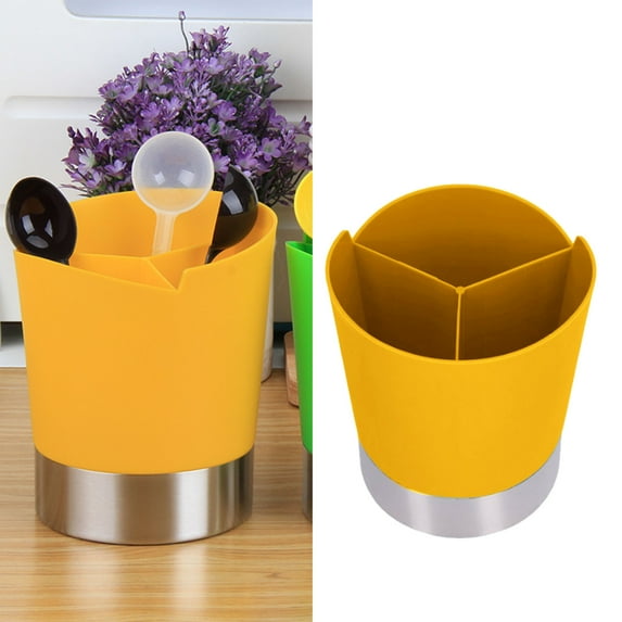 Huayishang Storage Rack Three-Grid Thickened Plastic Straw Bucket E Yellow Three-Grid, Kitchen Essentials Clearance Sale