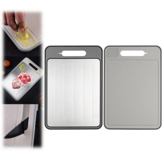 Huayishang Veggie Chopper, Kitchen Essentials Clearance Sale 4 in 1 Defrosting Board Defrosting Tray Melt Defrosting Board 9.84 X 14.37 Inch Double Chopping Board with Grater Sharpener