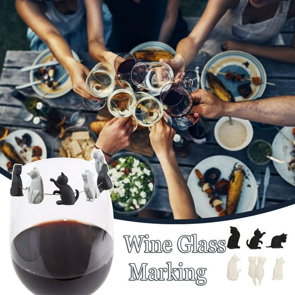Huayishang Water Bottle Cat Glass Marker Cat Glass Identifier Tea Bag Hanger 6Pcs, Kitchen Essentials Clearance Sale