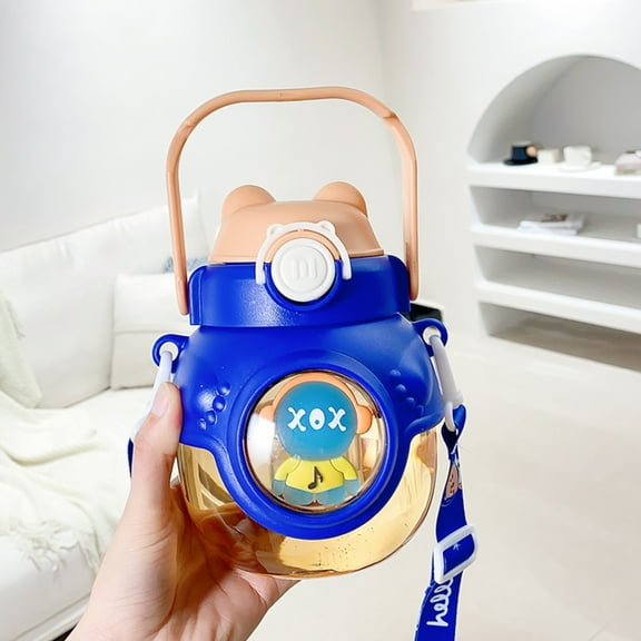 Huayishang Water Bottle Cute Double Drink Hug Bear Plastic Water Cup Children Portable Cartoon Pot Belly Cup Pc Water Cup, Kitchen Essentials Clearance Sale Blue