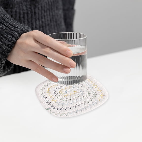 Huayishang Water Bottle, Kitchen Essentials Clearance Sale Handmade Cotton Thread Woven Square Coaster Thick Non-Slip Tea Cup Coffee Mat Anti-Scalding Insulation Pad Tableware Table