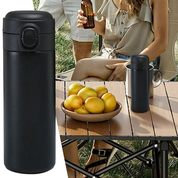 Huayishang Water Bottle Travel Mug Reusable Coffee Cup with Leakproof Lid Insulated Coffee Mug for Hot and Cold Drinks Water, Kitchen Essentials Clearance Sale Black