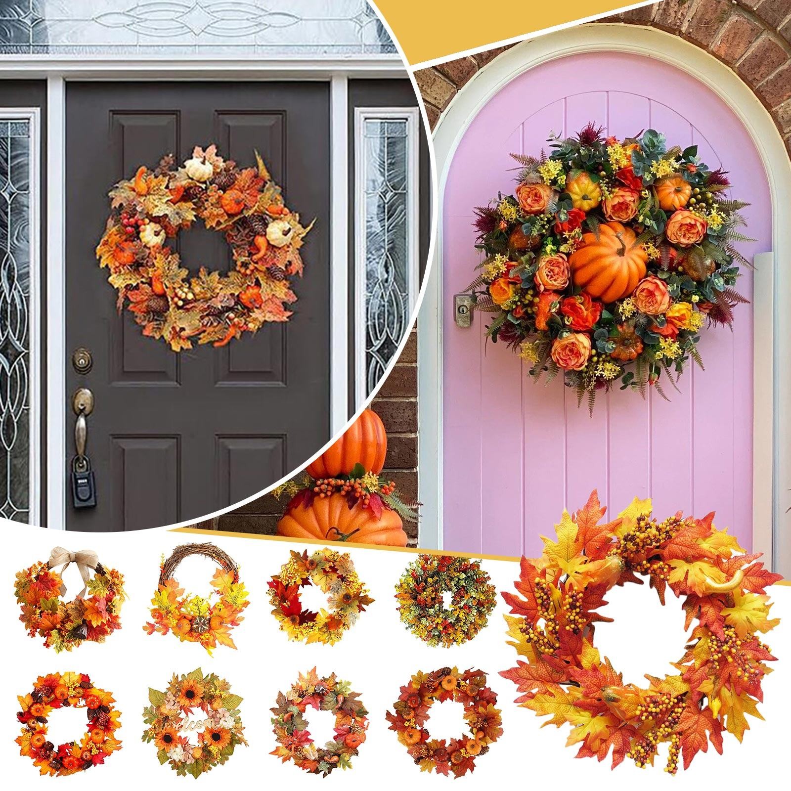 Huayishang Wreath Clearance, Fall Hanging Plant Artificial Autumn Maple