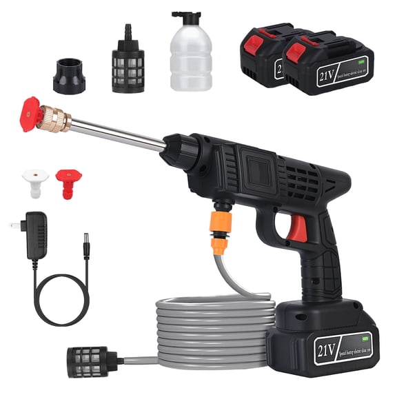 (Huayusheng)--1Set Cordless Pressure Washer Portable Electric Power Washer High Pressure Water Sprayer 400PSI Car Washer Cleaner With Nozzle Foam Bottle Filter 1200mAh 21V Battery And Charger**-- j
