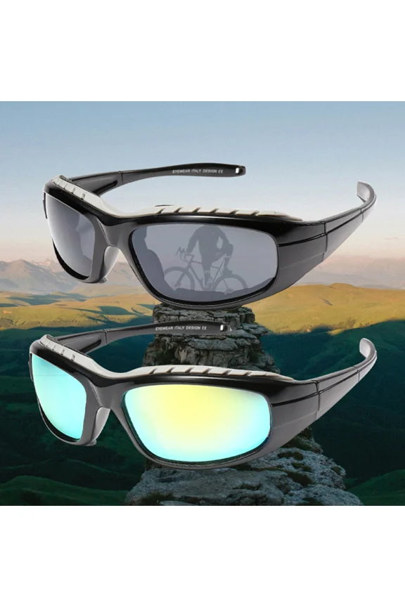 (Huayusheng)-- 2 Pair Motorcycle Riding Glasses Wind Resistant Sunglasses Outdoor Sport Protection Goggles **--（ ;l;k）