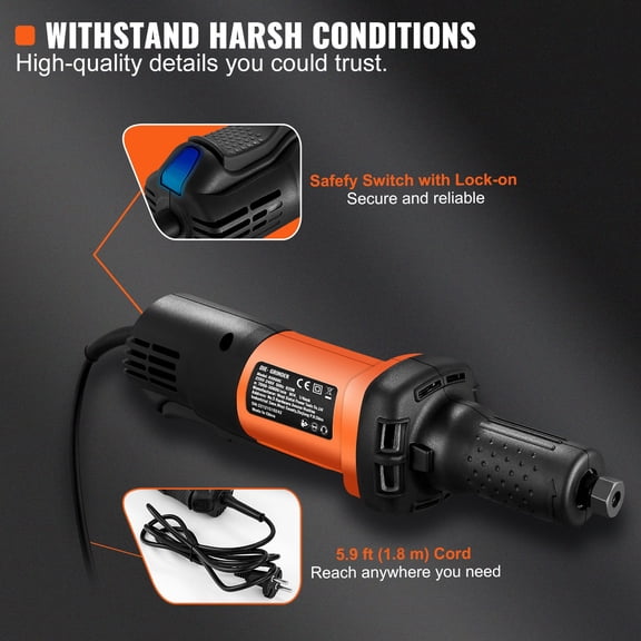 (Huayusheng)--Die Grinder, Collet Variable Speed10000-28000RPM, Heavy Duty Electric, Ergonomic Grip For Rust Removal, Grinding, Cutting, Polishing, Welding Repair, Deburring,**--（ jhl;'[）