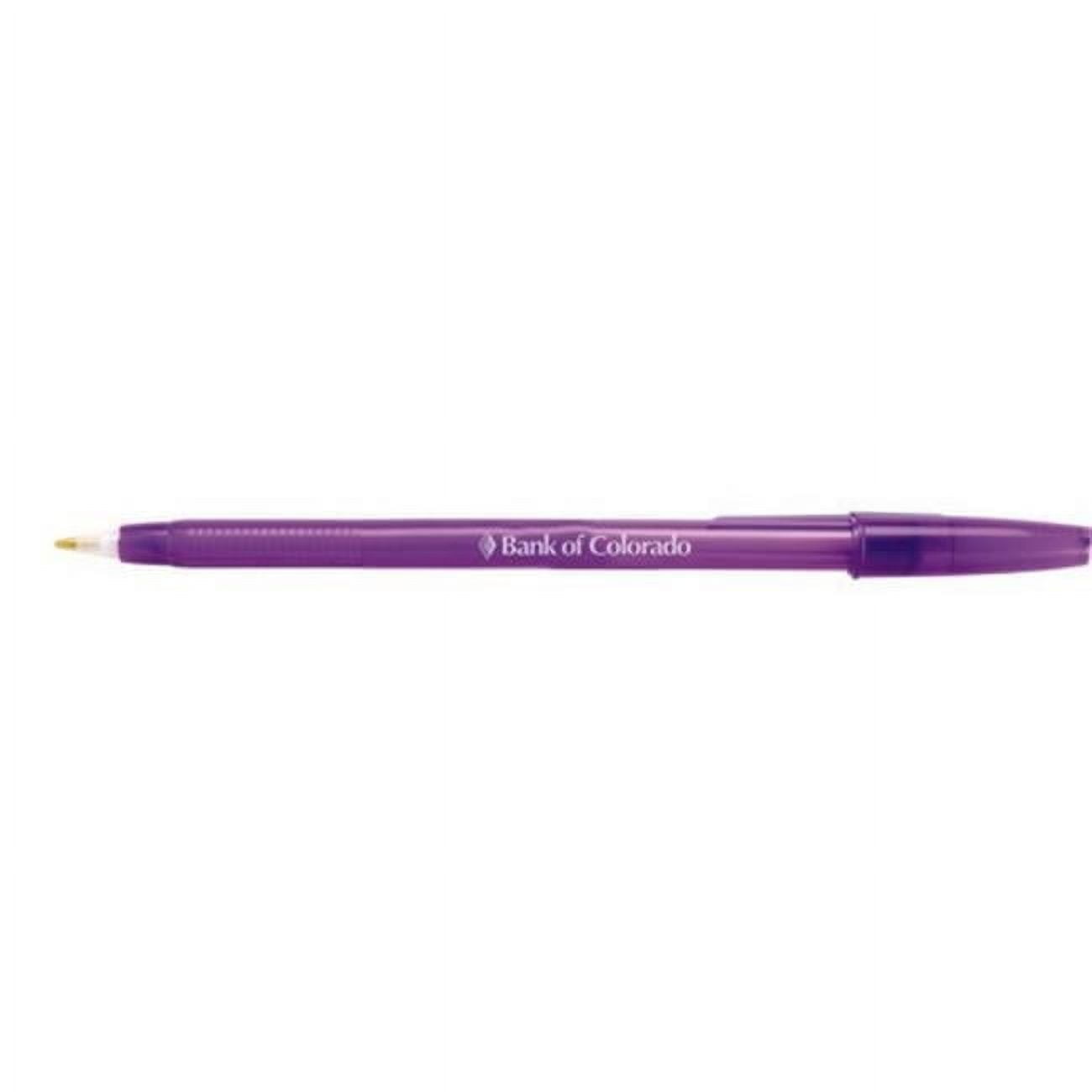 Hub Pen 361PUR-BLK Translucent Stick Purple Pen - Black Ink - Pack of 250