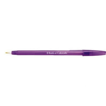 Hub Pen 361PUR-BLK Translucent Stick Purple Pen - Black Ink - Pack of 250