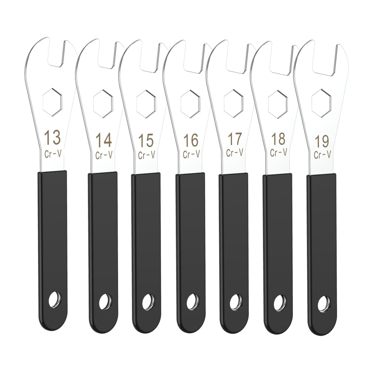 7 PCS Thin Hub Cone Wrench Set, Cr-V Steel + Ni-Cr Plating Bicycle Wheel Hub Axle Nut Install Remover Tool, 0.08in/2mm Ultra Thin Wrench Set for Home Bike Car Repair(13, 14, 15, 16, 17, 18, 19mm)