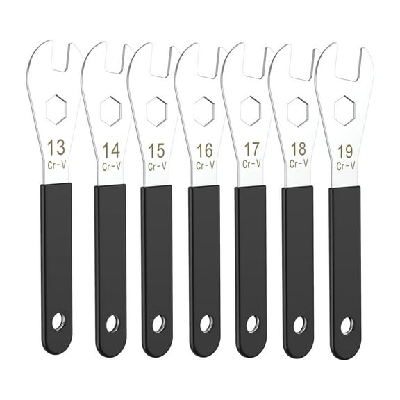 7 PCS Thin Hub Cone Wrench Set, Cr-V Steel   Ni-Cr Plating Bicycle Wheel Hub Axle Nut Install Remover Tool, 0.08in/2mm Ultra Thin Wrench Set for Home Bike Car Repair(13, 14, 15, 16, 17, 18, 19mm)