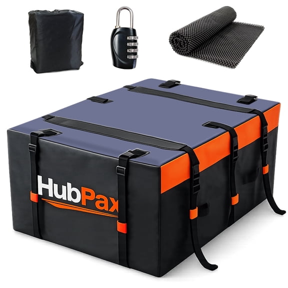 HubPax Universal Car Rooftop Cargo Carrier Bag - 21 Cubic Feet Car Roof Top Bag Cargo Carrier for All Vehicle with/Without Rack