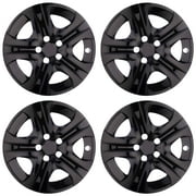 Set Of 4 Black 17" Wheel Covers – Full Rim Hub Caps For Steel Wheels, Glossy ABS Plastic