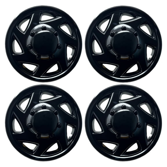 HubStar Hubcap for Ford Van 1998-2023, Gloss Black Premium Heavy-Duty Replacement 16-inch Set