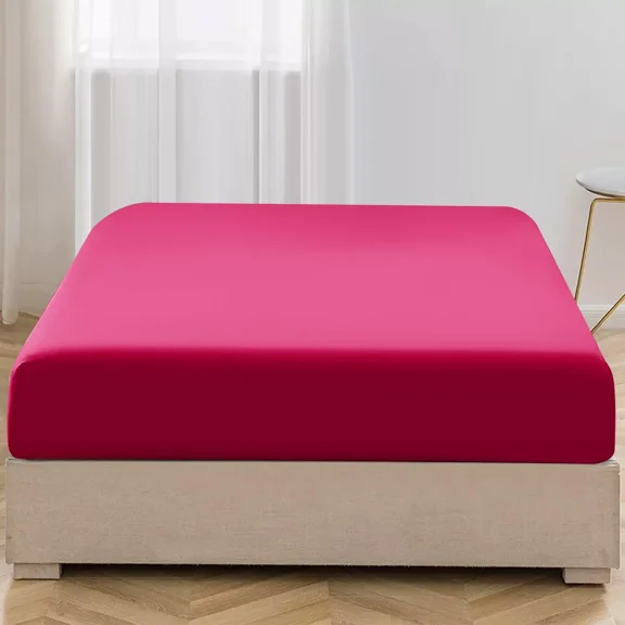 Huba Homes 16'' Deep Pocket Fitted Sheets Breathable Bed Sheets Brushed Fabric Fitted Sheet queen Burgundy