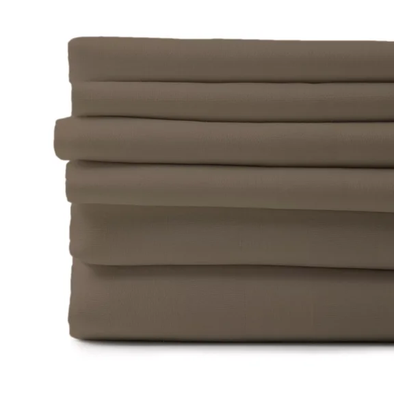 Huba Homes 1800 COUNT 6 PIECE EGYPTIAN COTTON FEEL SOFT SHEETS DEEP POCKETS 4 PILLOWCASES twin Light Brown