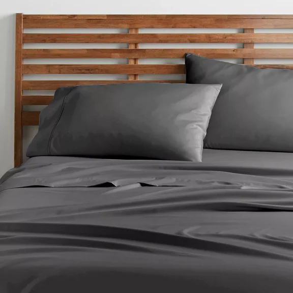 Huba Homes 1800 Deluxe Series 4Piece Bed Sheet Set Deep Pocket Wrinkle Resistant Silky Soft Queen Dark Gray