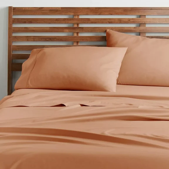 Huba Homes 1800 Deluxe Series 4Piece Bed Sheet Set Deep Pocket Wrinkle Resistant Silky Soft Queen Tan