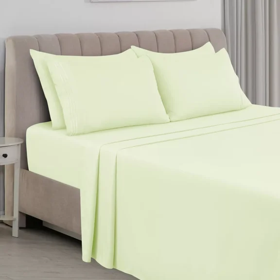 Huba Homes 1800 Series 6 Piece Bed Sheet Set Soft Deep Pocket Twin King Queen Full Sheets Twin Vanilla