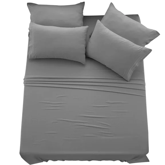 Huba Homes 1800 Series 6 Piece Bed Sheet Set Soft Deep Pocket Twin King Queen Full Sheets-twin-Dark Gray