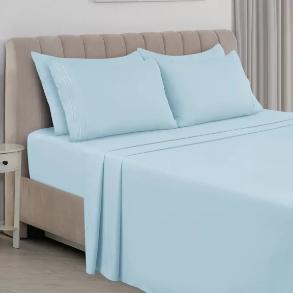 Huba Homes 1800 Series 6 Piece Bed Sheet Set Soft Deep Pocket Twin King Queen Full Sheets Blue