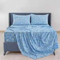 Huba Homes 4 Piece Bed Sheets Set 14" Deep Pocket 1800 Series Microfiber Soft Bedding Sheet twin blue
