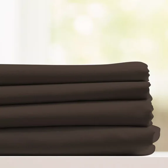 Huba Homes 4 Piece Soft Bamboo Microfiber Bed Sheet Set Luxury Cool Feel Deep Pocket Sheets twin brown