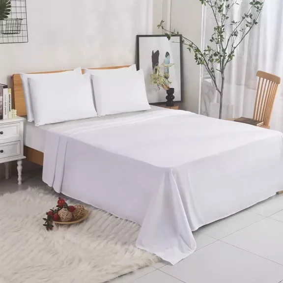 Huba Homes 4 Piece White Bed Sheet Set Hotel Luxury Ultra Soft Deep Pocket Sheets Set twin