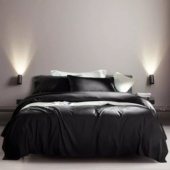 Huba Homes 4pcs Bed Sheet Set 1800 Thread Count Luxury Egyptian 16'' Deep Sup-Soft Wrinkle cl king black