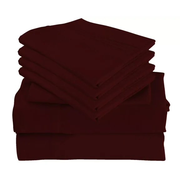 Huba Homes 6 Pc Bamboo Sheets Set Deep Pockets Cool Bamboo Sheets Queen King Twin Full Size Queen Burgundy