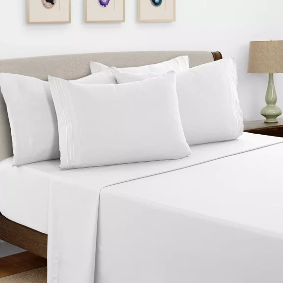 Huba Homes 6 Piece Bed Sheet Set 1800 Series Microfiber Comfort Deep Pocket Hotel Bed Sheet-Twin
