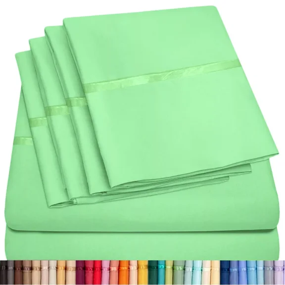 Huba Homes 6 Piece Premium Bamboo Sheet Set, Deep Pockets, 50 Colors, 2200 Count, Soft-Double-Mint