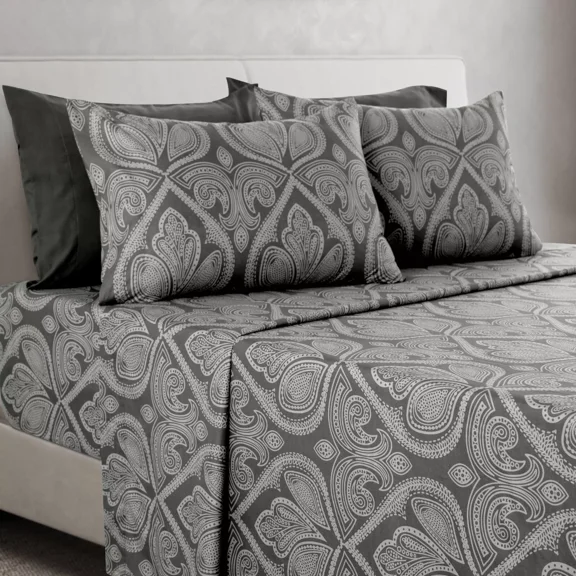 Huba Homes 6 Pieces Bed Sheet Set Microfiber Luxury Hotel Quality Soft Extra Deep Sheets twin xl gray