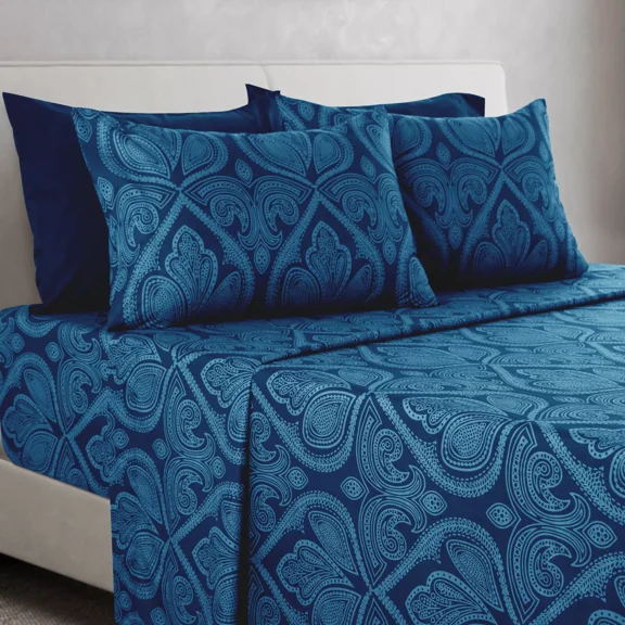 Huba Homes 6 Pieces Bed Sheet Set Microfiber Luxury Hotel Quality Soft Extra Deep Sheets twin xl navy blue