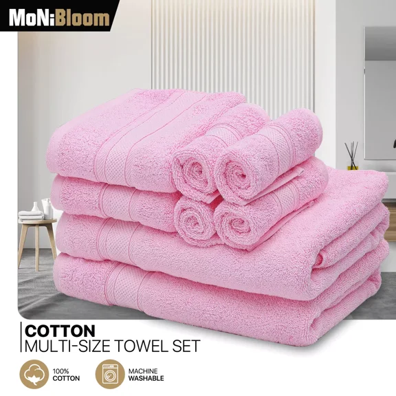 Huba Homes 8-Piece 100% Cotton Ultra Soft Towel Set 2 Bath Towel+2 Hand Towels+4 Washcloths