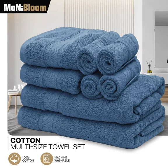 Huba Homes 8 Piece Bathroom Towel Set 100% Cotton 2 Bath Towels+2 Hand Towels+4 Washcloths