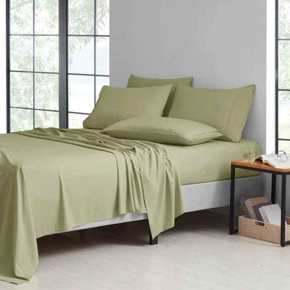 Huba Homes Bamboo 6-Piece 1800 Count Extra Soft Luxury Sheet Set full sage