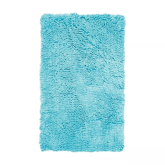 Huba Homes Bella Chenille Bathroom Rug, Size & Color Options, Micro-Poly, Uber Plush & Soft-aqua