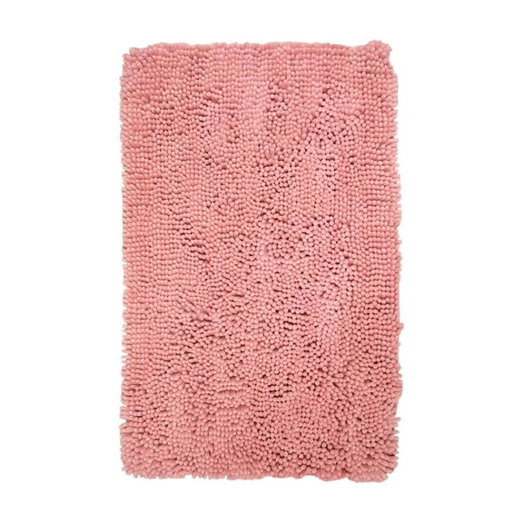 Huba Homes Bella Chenille Bathroom Rug, Size & Color Options, Micro-Poly, Uber Plush & Soft-rose
