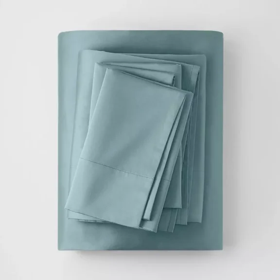Huba Homes Casaluna - FULL 500 TC Washed Supima Sateen 4pc Sheet Set Light Teal