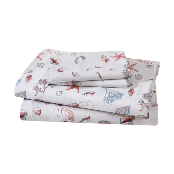 Huba Homes Coastal Print Microfiber Sheet Set, Soft, Comfy, 12" Deep Pockets, King, Ocea...