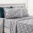 thumbnail image 1 of Huba Homes Deep Pocket 6 Piece Bed Sheet Set 1800 Series Microfiber Comfort Paisley Sheets King White Grey, 1 of 1