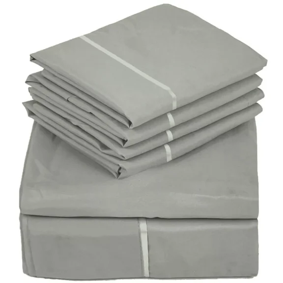 Huba Homes Dorm Room Sheet Set - 4 Piece Bamboo Sheet Set - Twin XL - Soft - Deep PocketsGrey