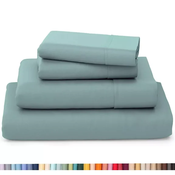 Huba Homes Dorm Room Sheet Set - 4 Piece Bamboo Sheet Set - Twin XL - Soft - Deep PocketsLight Teal