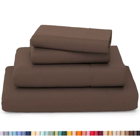 Huba Homes Dorm Room Sheet Set - 4 Piece Bamboo Sheet Set - Twin XL - Soft - Deep PocketsTreebark Brown