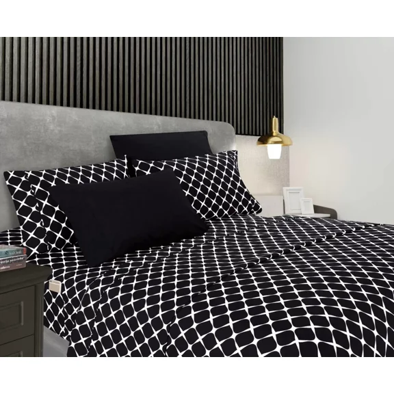 Huba Homes Elegant Comfort 6-Piece Bloomingdale Sheet Set - Comparable to a Hotel Premium Q twin BLACK