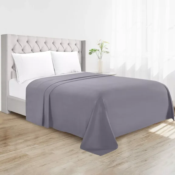 Huba Homes Elegant Comfort Essential Single Flat Sheet - Premium Hotel Quality twin GRAY