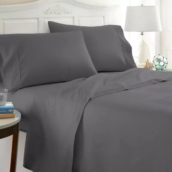 Huba Homes Expressed in Embossed Checkered 4pc Full Gray Bed Sheet Set
