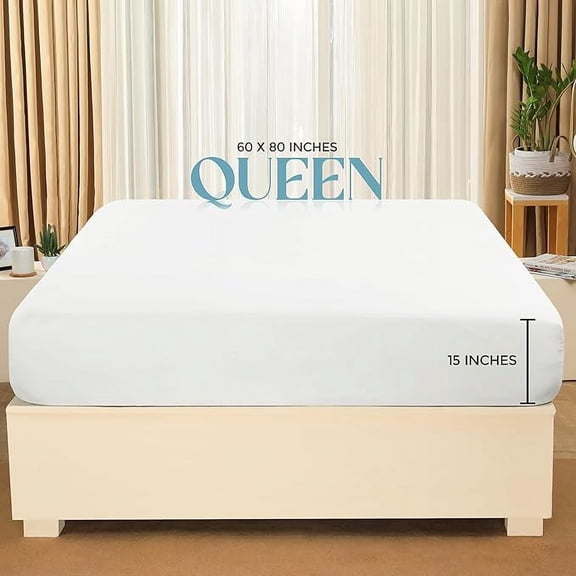 Huba Homes Fitted Sheet - Bottom Sheet - Deep Pocket - Soft Microfiber - Shrinkage and Fade Resistant - Easy Care -1 Fitted Sheet Only queen white